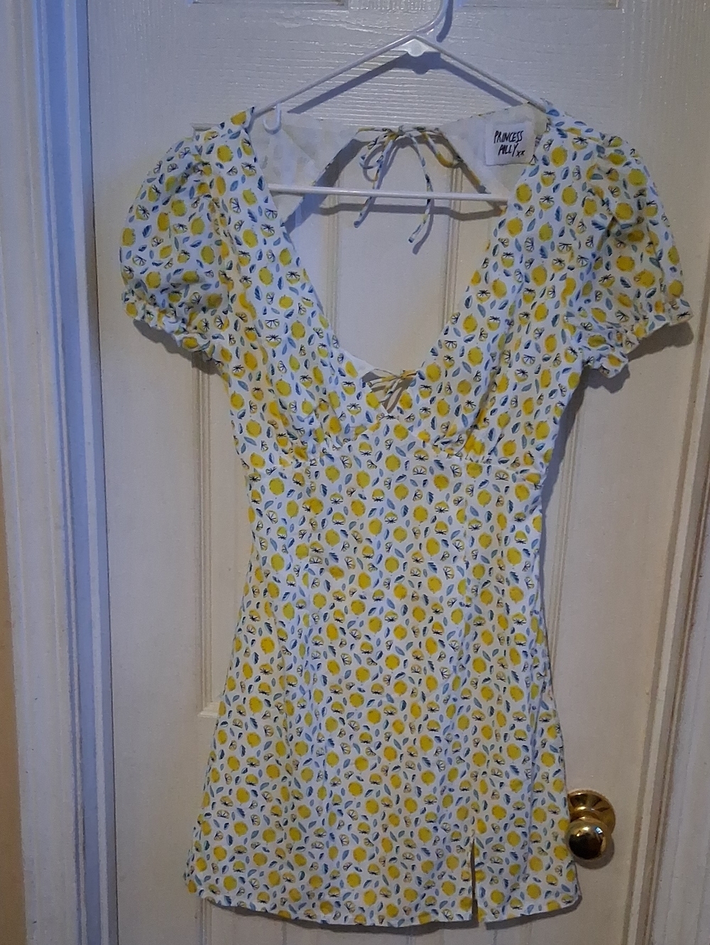 Princess Polly White Mini Dress with Yellow Lemon Print